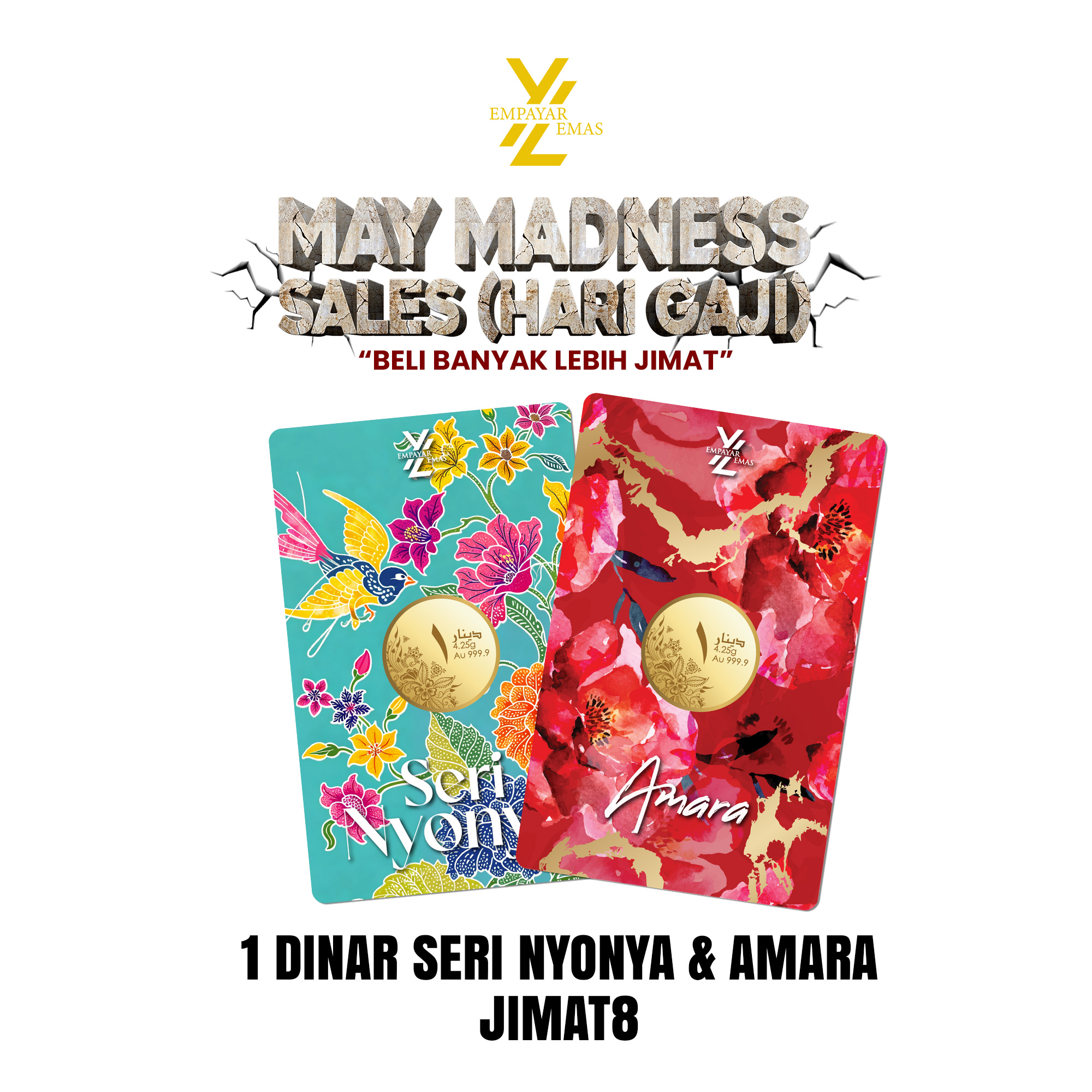 COMBO 1 DINAR SERI NYONYA + 1 DINAR AMARA (999.9)(READY STOK DI HQ 4 JUN)