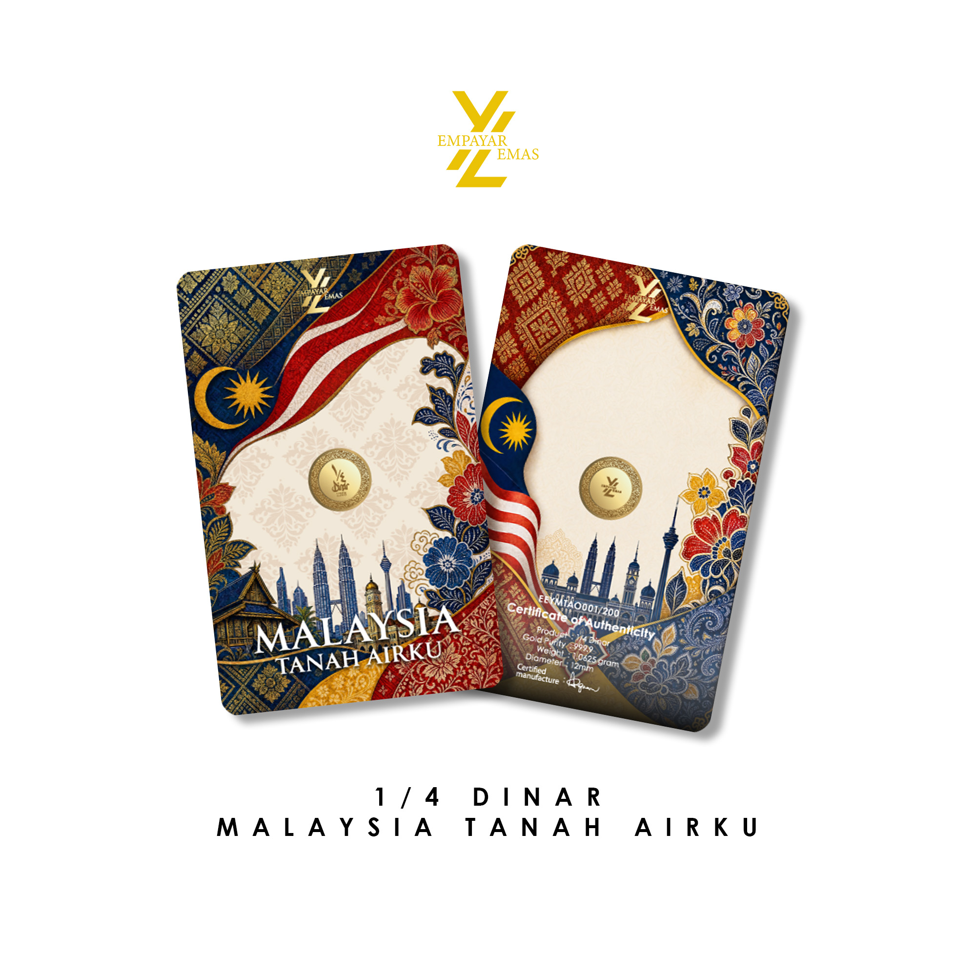 1/4 DINAR MALAYSIA TANAH AIRKU (999.9)(READY STOK DI HQ: 3 SEPTEMBER 2026)