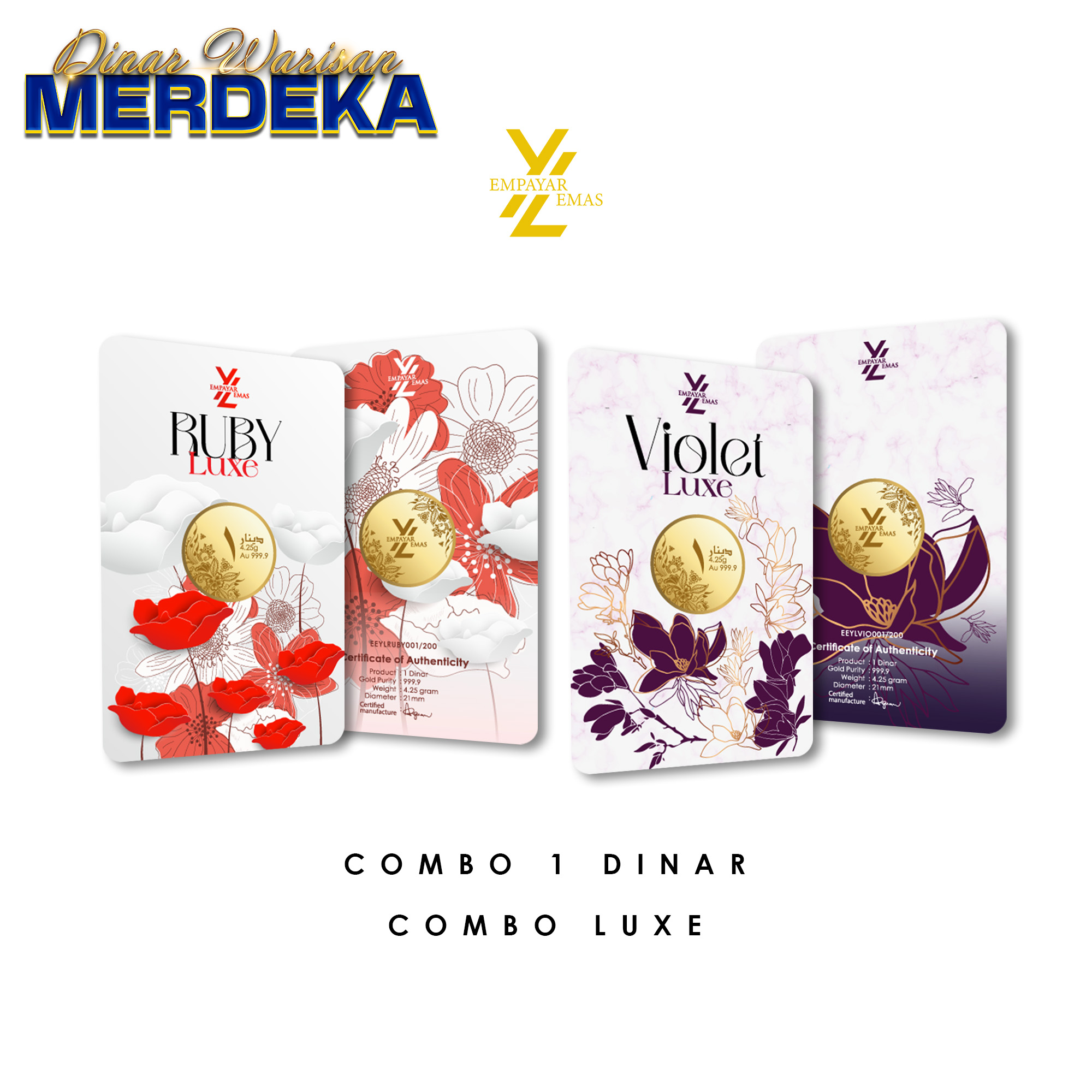 COMBO 1 DINAR RUBY LUXE + 1 DINAR VIOLET LUXE (999.9)(READY STOK DI HQ: 3 SEPTEMBER 2026)