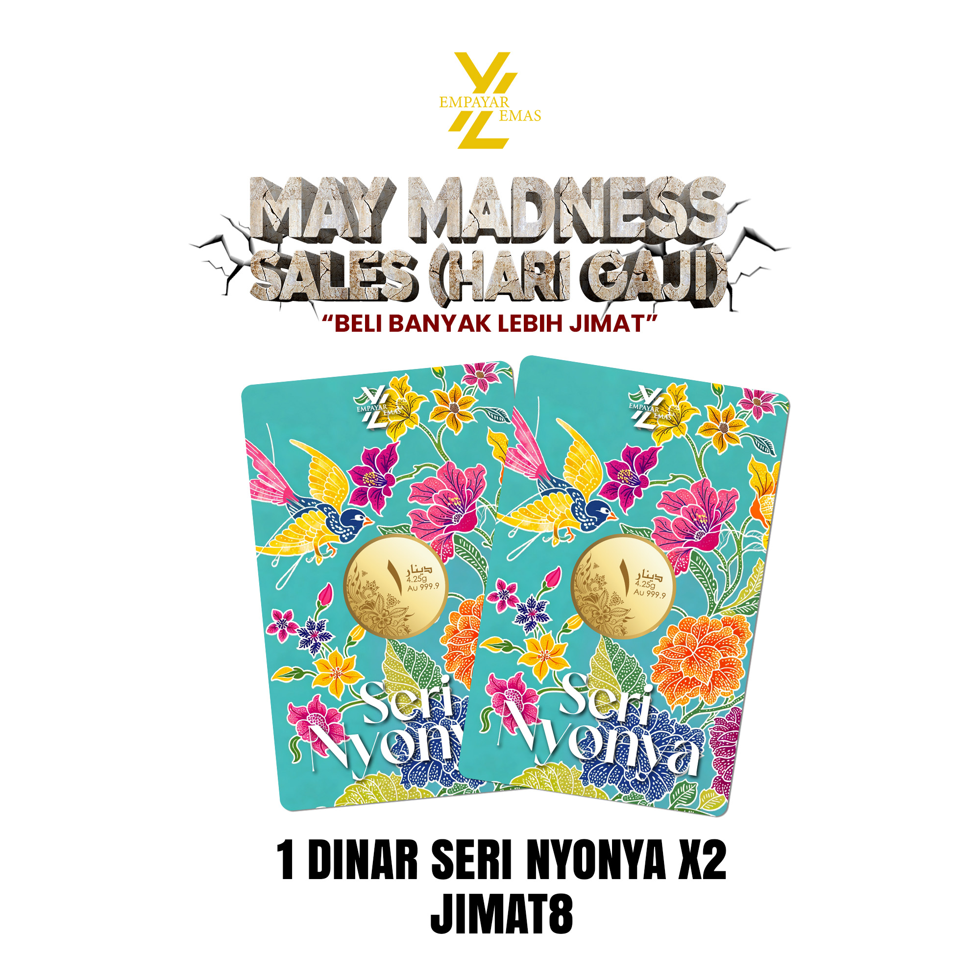 COMBO 1 DINAR SERI NYONYA x 2 PCS (999.9)(READY STOK DI HQ 4 JUN)